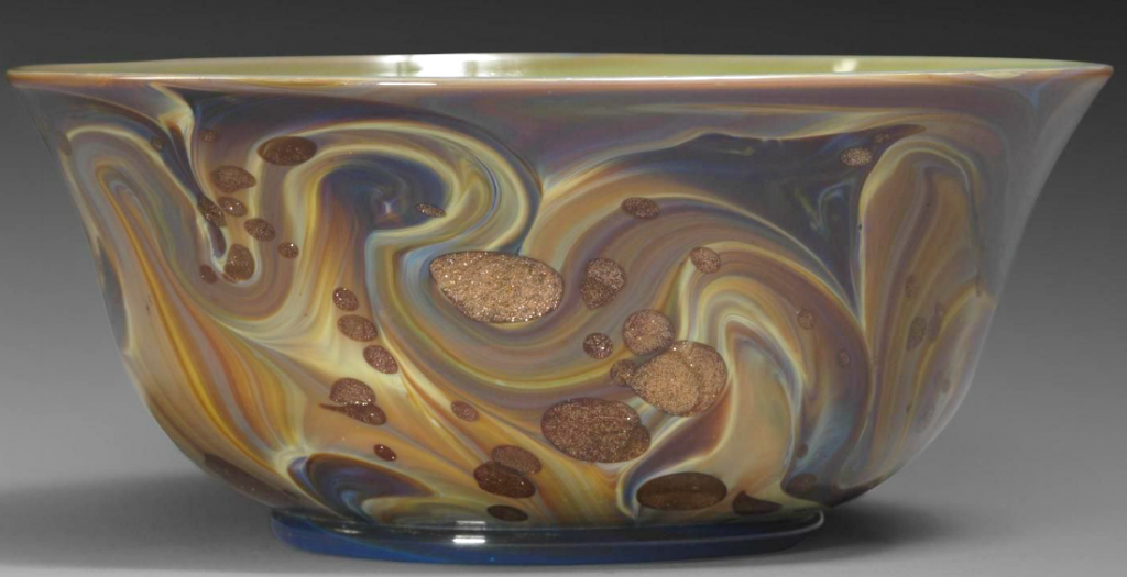 Murano stiklo indas su aukso siūlais (Aventurine) (18 amžius)