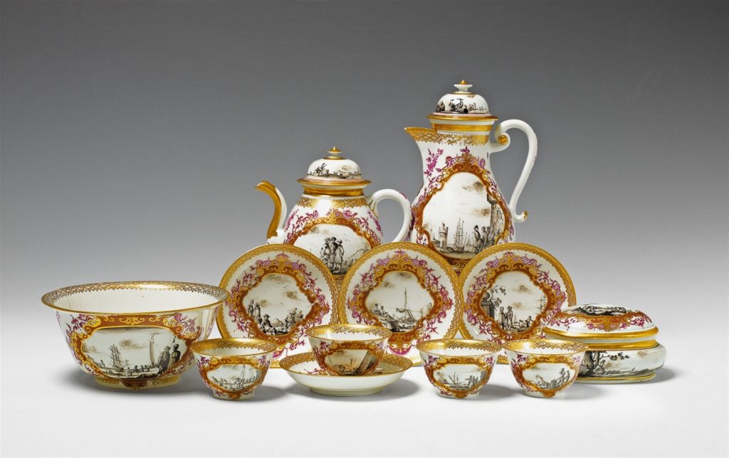 2017 metais, Lempertz aukcione parduotas už 18.600 €, Meisseno porcelianinis servizas, 1730 metai (pagamintas iš kietojo porceliano).